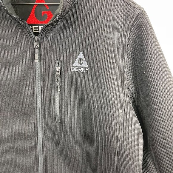 Gerry Men’s XL Black Fleece Waffle Knit Full Zip Jacket with Drawstring Hem - Picture 5 of 12